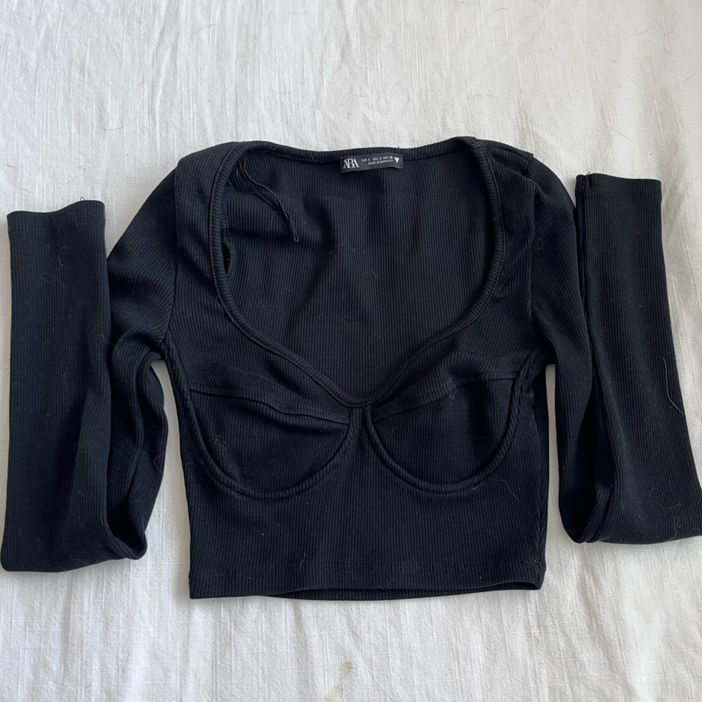 Zara long sleeve crop top